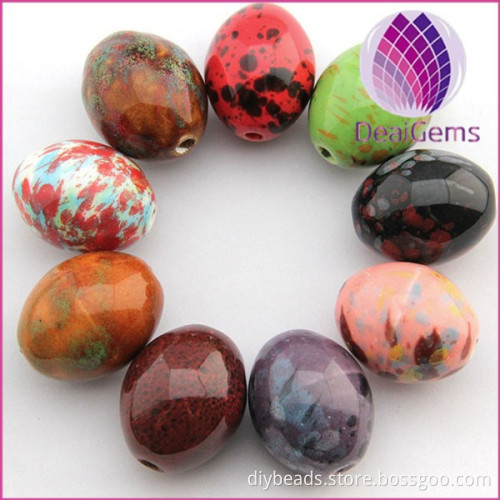 Diy strong texture seal glair handmade ceramic necklace pendant accessories oval bead